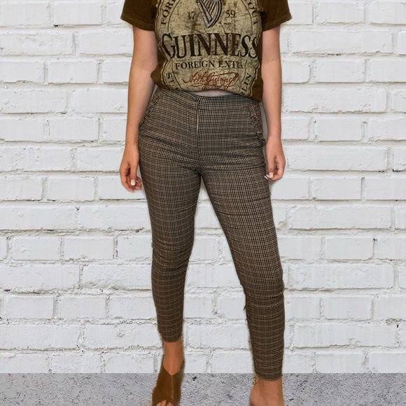 ZARA brown plaid trousers - Picture 1 of 3